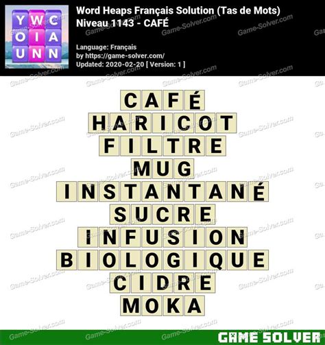 Solution Wordalot Niveau 1143 .